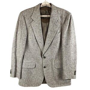 John L Blair Personal Choice Mens Wool Blazer 40 L G Herringbone Tweed Tan Brown